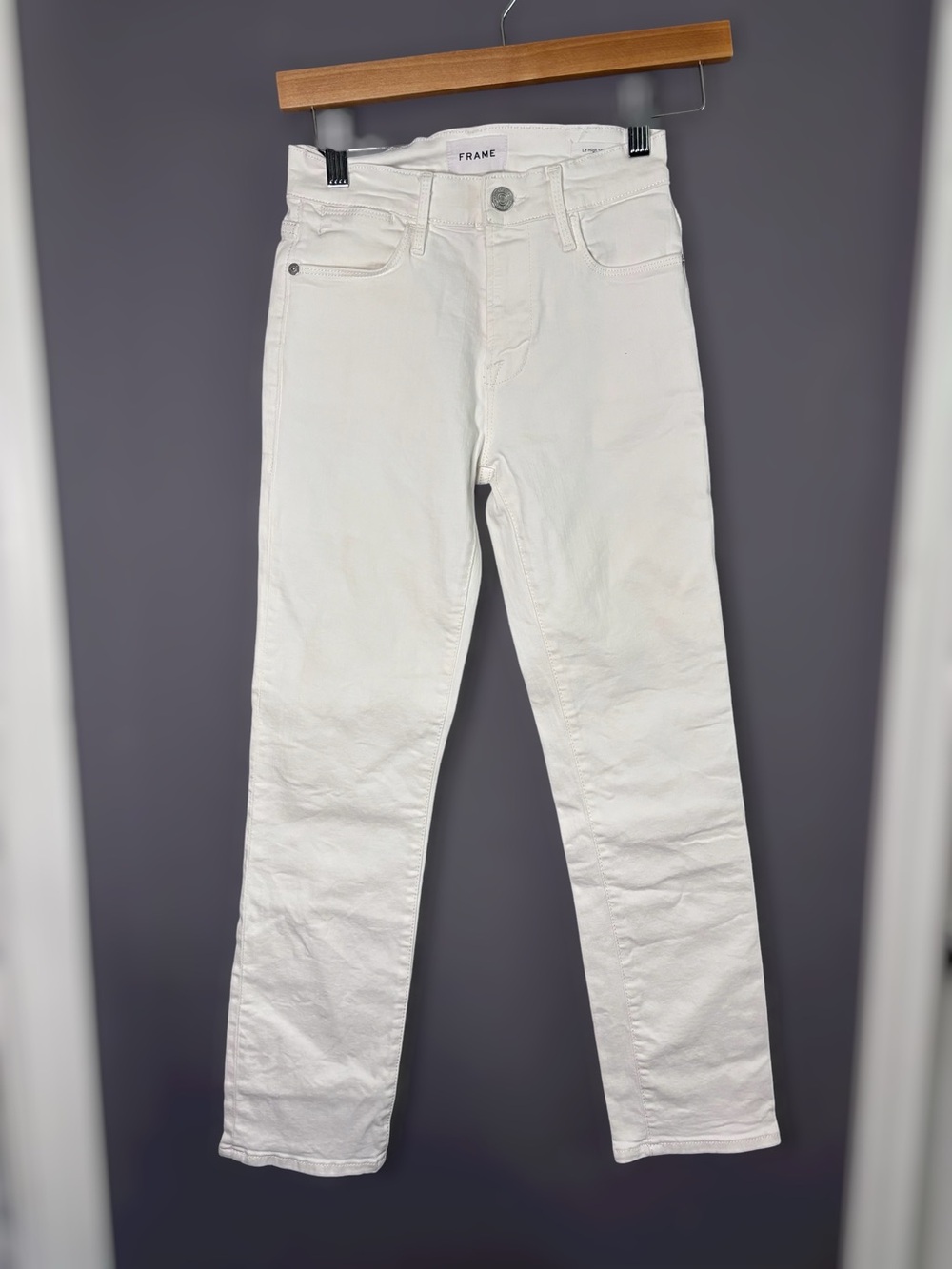 Frame Le High Straight White Denim Jeans 24